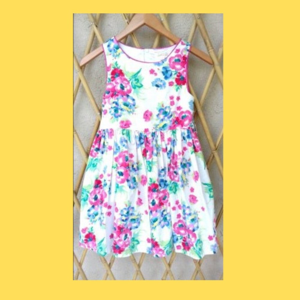 The Children's Place Floral Print/White Pleated Dress, Size 10